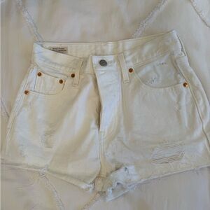 Levi's White Distressed Jean Shorts